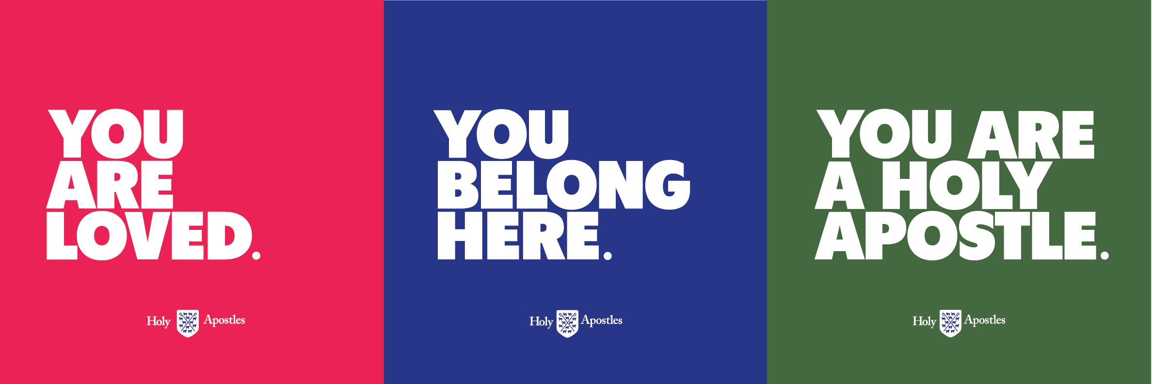 Holy Apostles loved belong logo bar