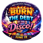 Burn the debt disco party logo